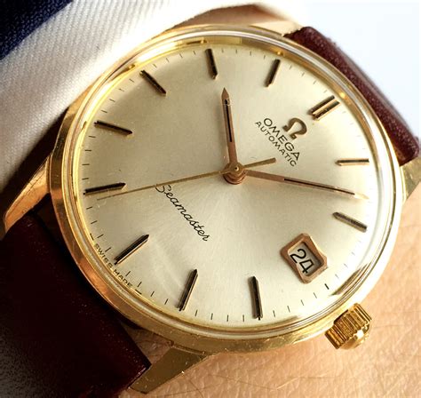 old gold omega watch|omega 18k solid gold watches.